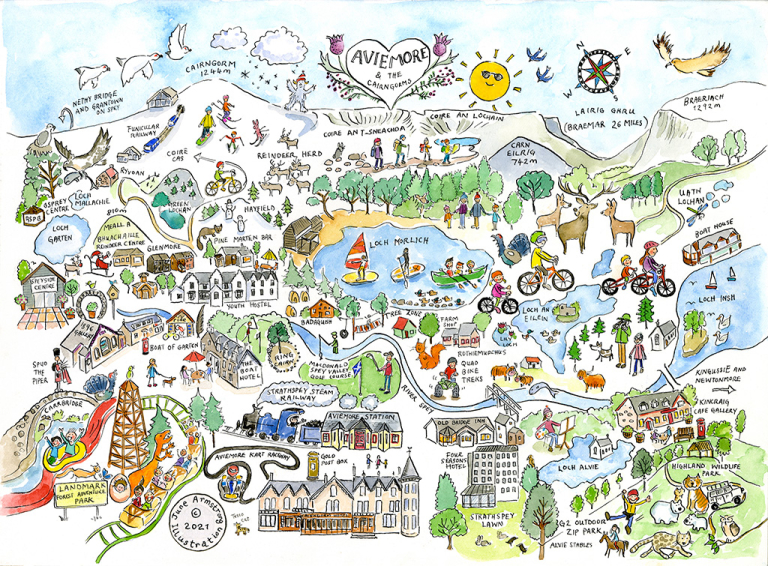 Aviemore Illustrated Map Print