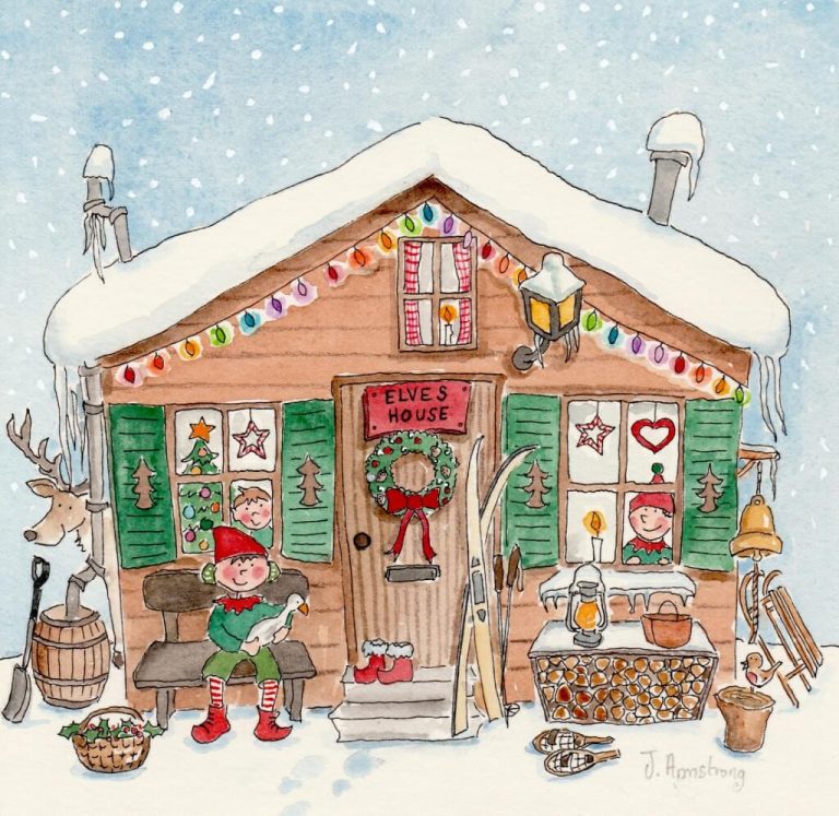 Xmas Elves House Cross Stitch